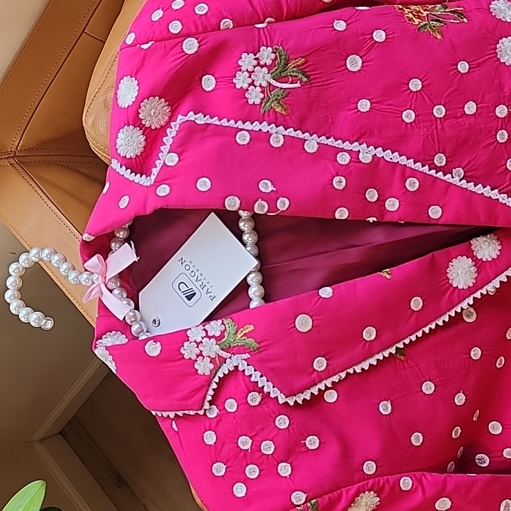 Pink Floral Long Coat - Picture 3 of 13